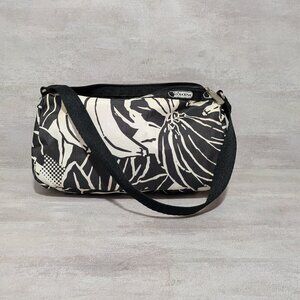LeSportSac Black and White Floral Shoulder Bag Purse